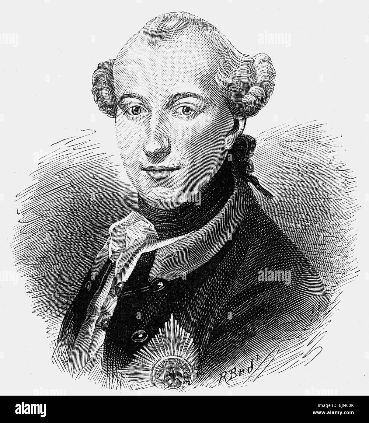 Charles William Ferdinand, 9.10.1735 - 10 11.1806, Herzog von Braunschweig-Wolfenbuettel 26.3.880 - 16.10.1806, preussischer General, Porträt, Holzgravur, 19. Jahrhundert, Stockfoto