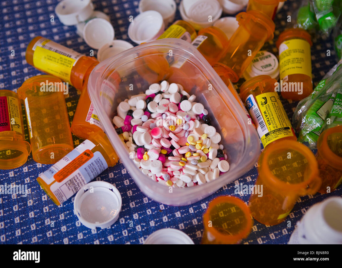 NEW YORK, USA - verschreibungspflichtige Medikamente, Pillen, Kapseln Stockfoto
