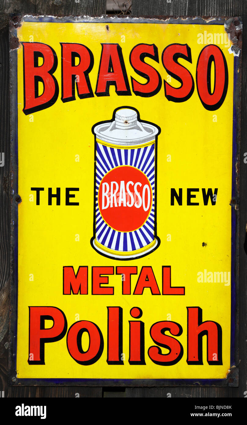 alten Brasso Metallpolitur Zeichen Stockfoto