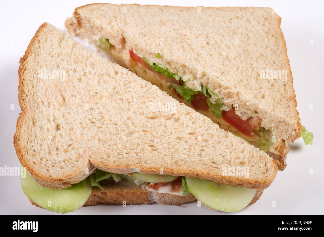 Schwarzbrot-Käse und Salat-sandwich Stockfoto