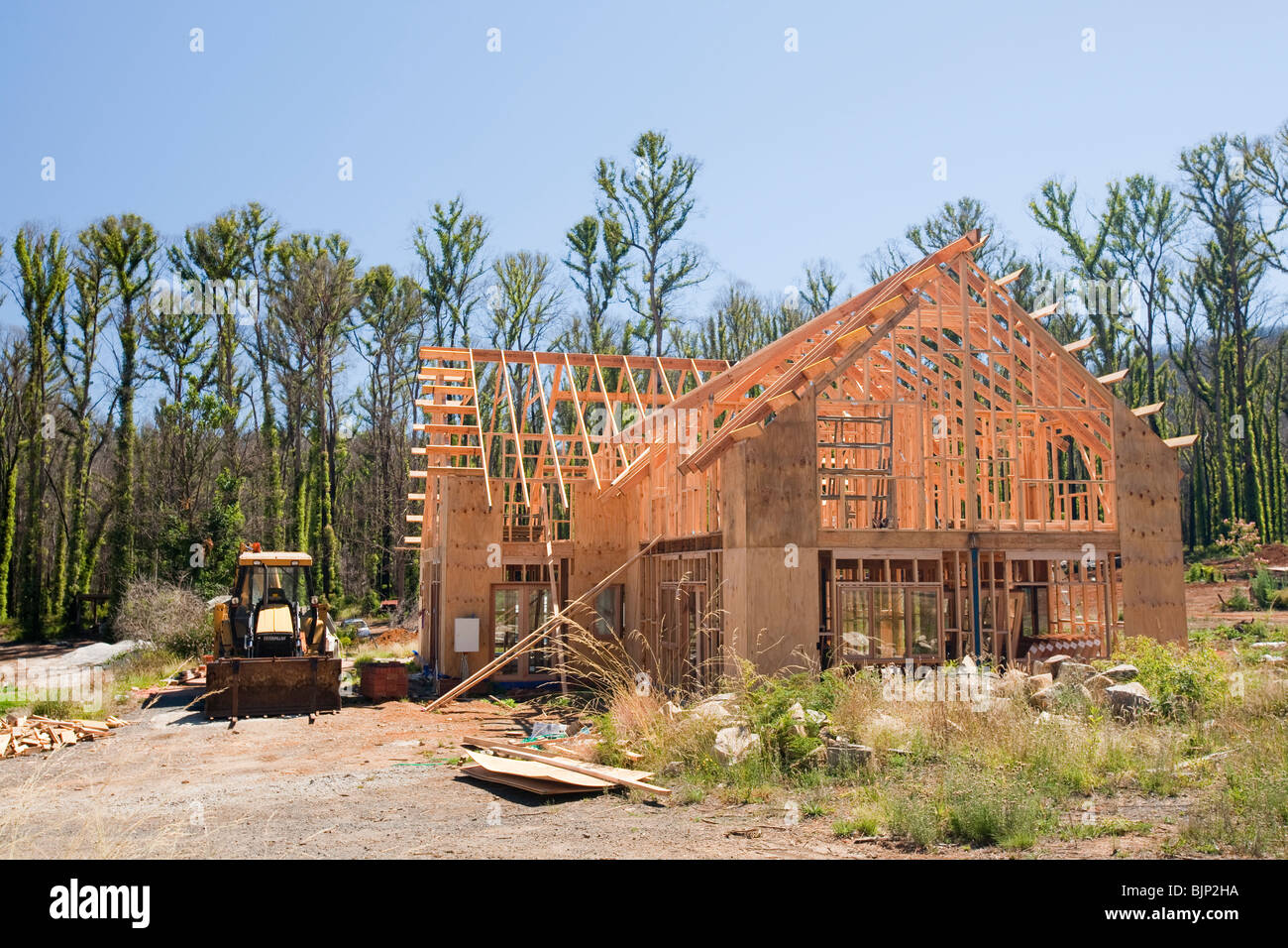 Wiederaufbau in Marysville, einer der am stärksten betroffenen Gemeinden von der 2009 Australian Bush Brandkatastrophen Stockfoto