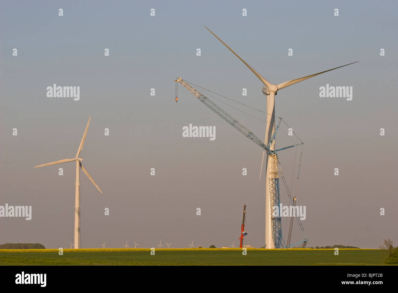 Installation von einer Windkraftanlage Stockfoto