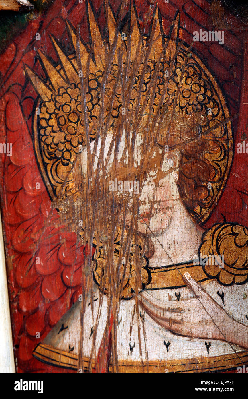Bemalte Lettner Darstellung A Seraphim, unkenntlich gemacht an der Reformation, St. Michael und alle Engel Kirche, Barton Turf, Norfolk Stockfoto