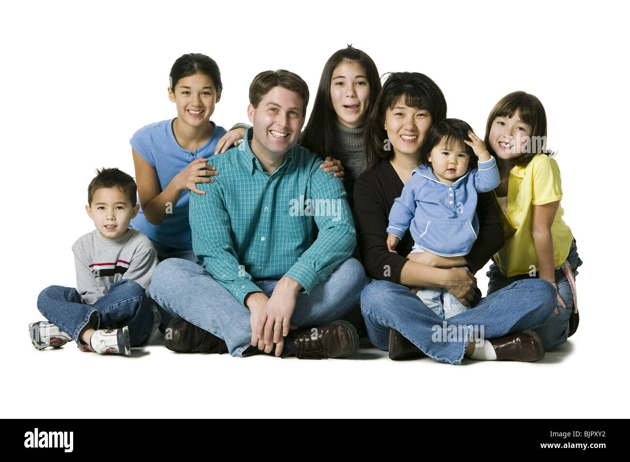 Siebenköpfige familie Ausgeschnittene Stockfotos und -bilder - Alamy