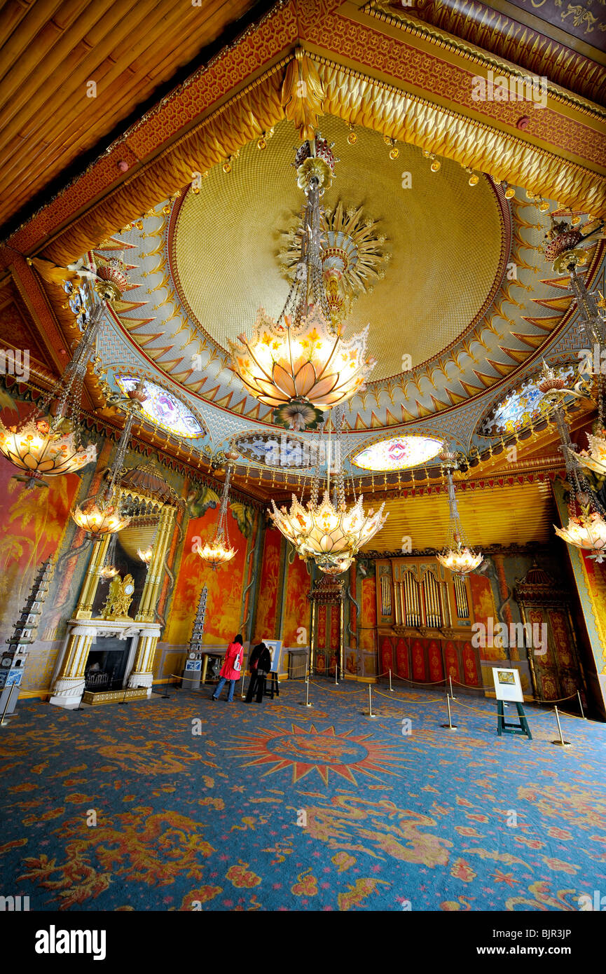 Das Musikzimmer im Inneren der Royal Pavilion - Brighton, UK Stockfoto