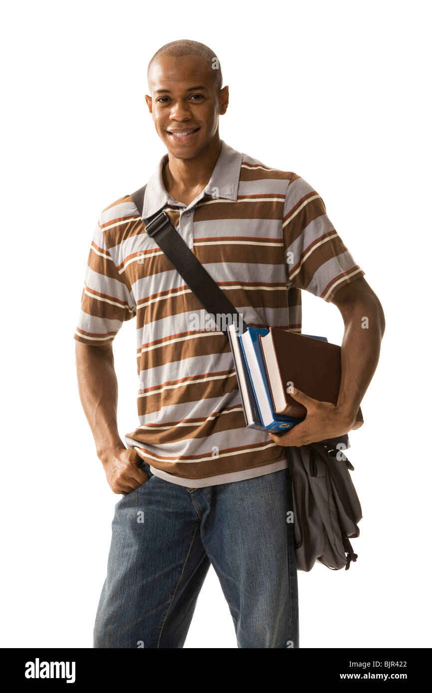 Teenager mit Schultasche und Bücher Stockfoto