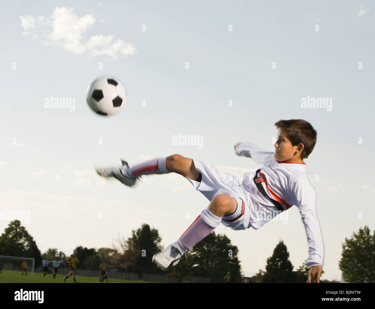junge Fußballspieler und-Trainer Stockfoto