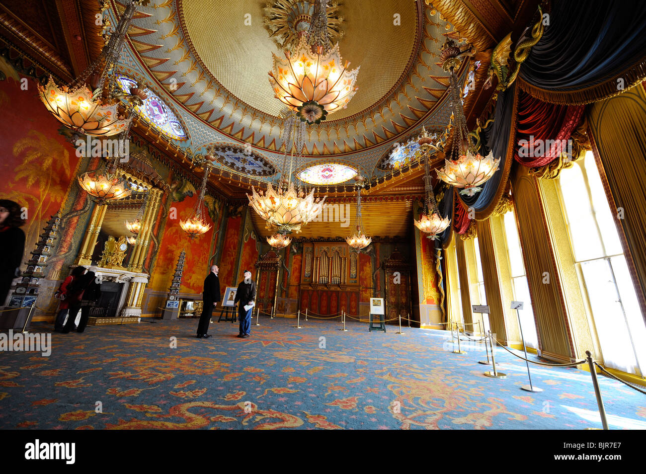 Das Musikzimmer im Inneren der Royal Pavilion - Brighton, UK Stockfoto