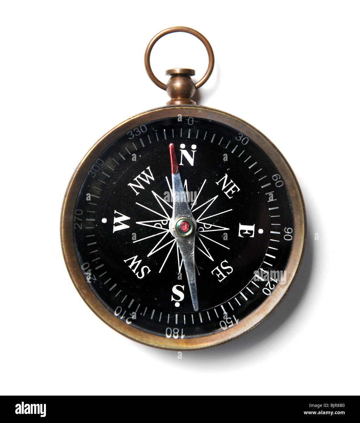 Vintage Kompass isoliert auf weißem Hintergrund Stockfoto