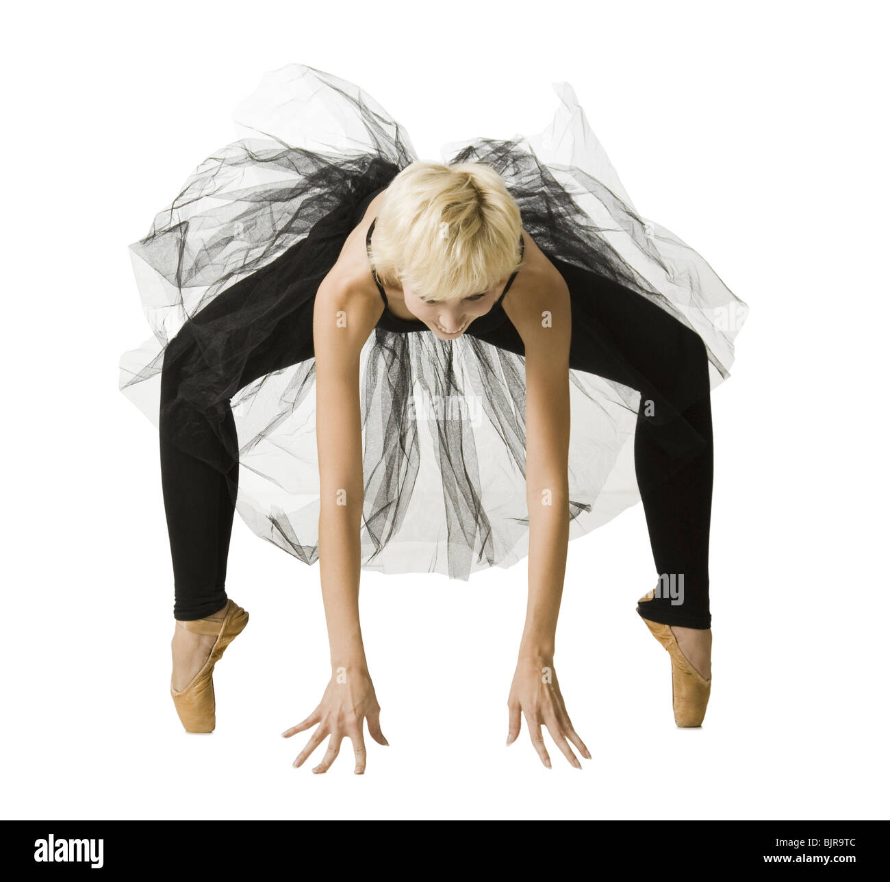 Ballerina in schwarz Stockfoto