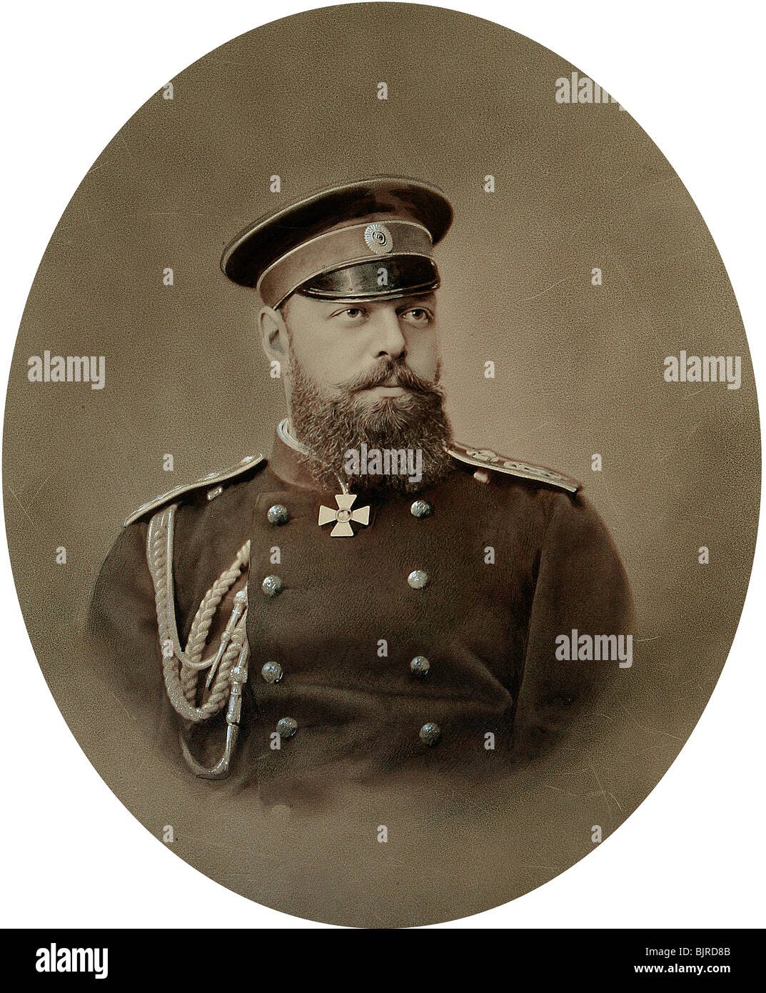 Porträt des Zaren Alexander III von Russland, Anfang der 1890er Jahre. Künstler: Charles Bergamasco Stockfoto