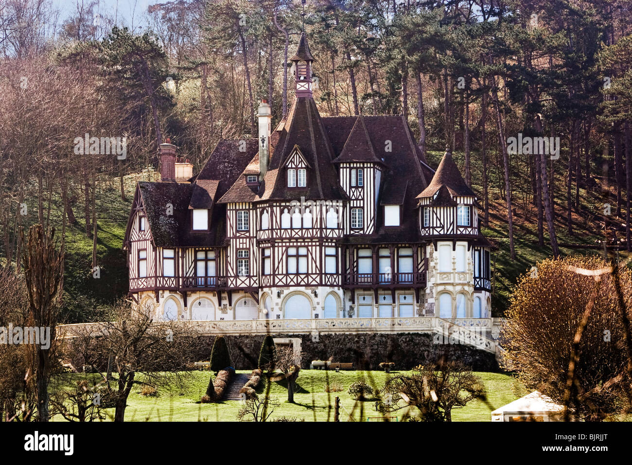 Französisches Chateau - traditionelle Country Manor House, Pays d'Auge, Normandie, Frankreich Stockfoto