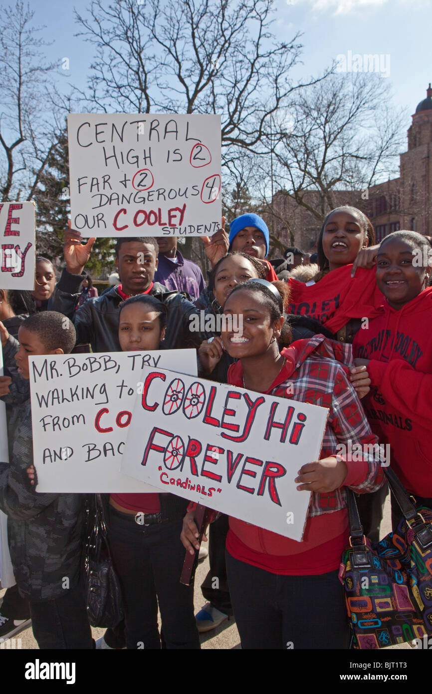Detroit Studenten protestieren geplant schließen von ihrer High School Stockfoto