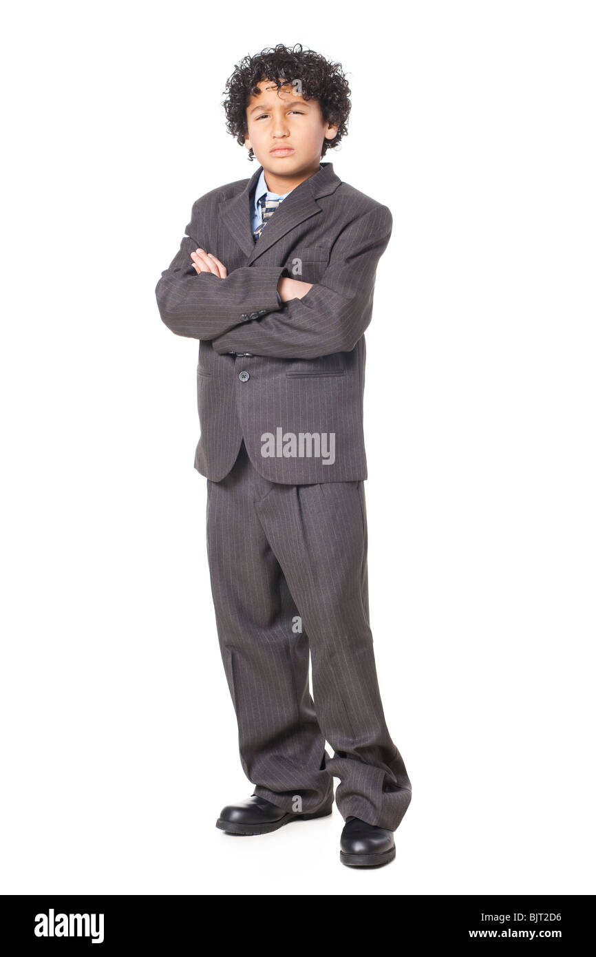 Studio-Porträt der jungen (8-9) tragen Anzug Stockfoto