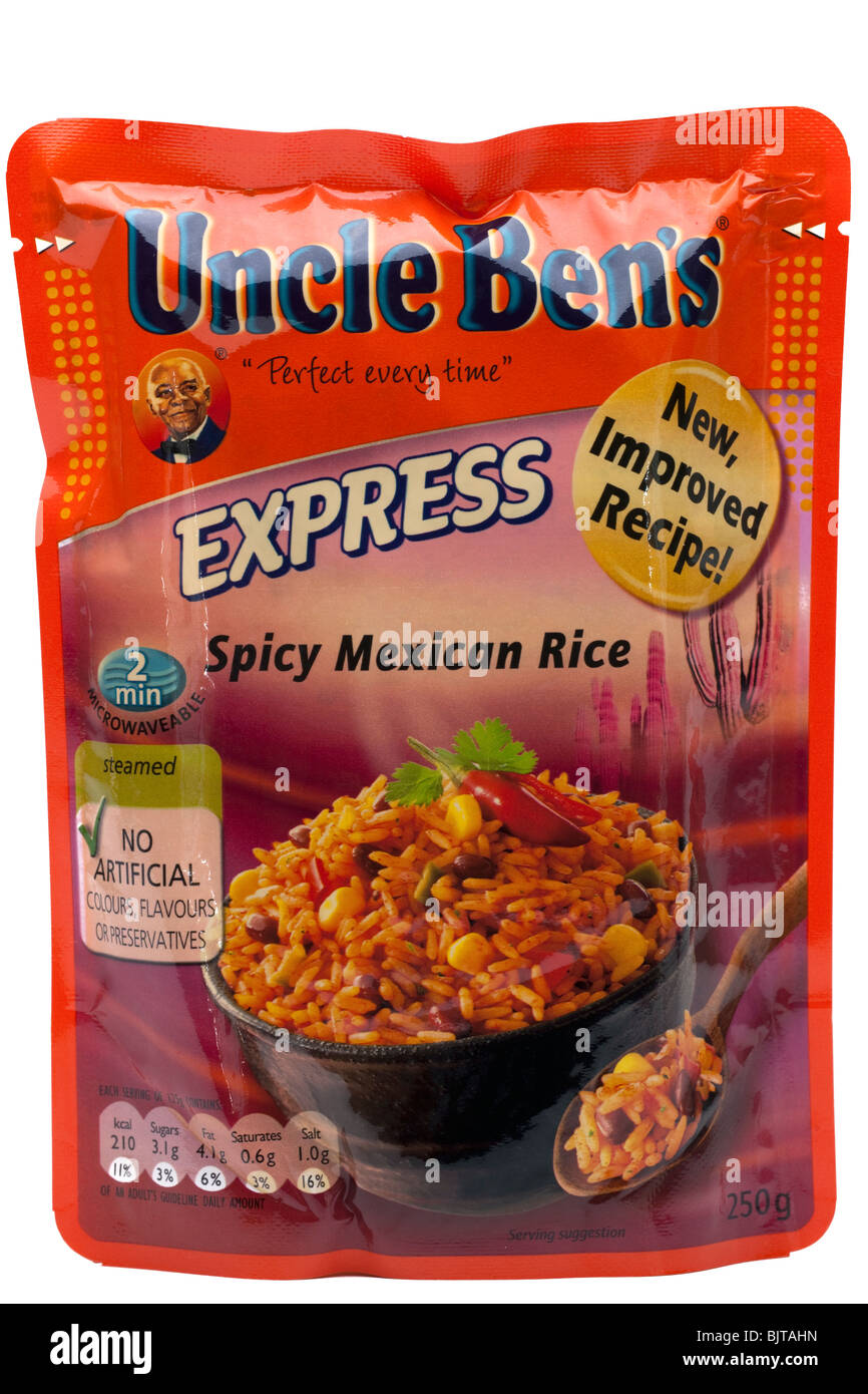 Paket von Onkel Bens Express würzige mexikanische Reis Stockfoto