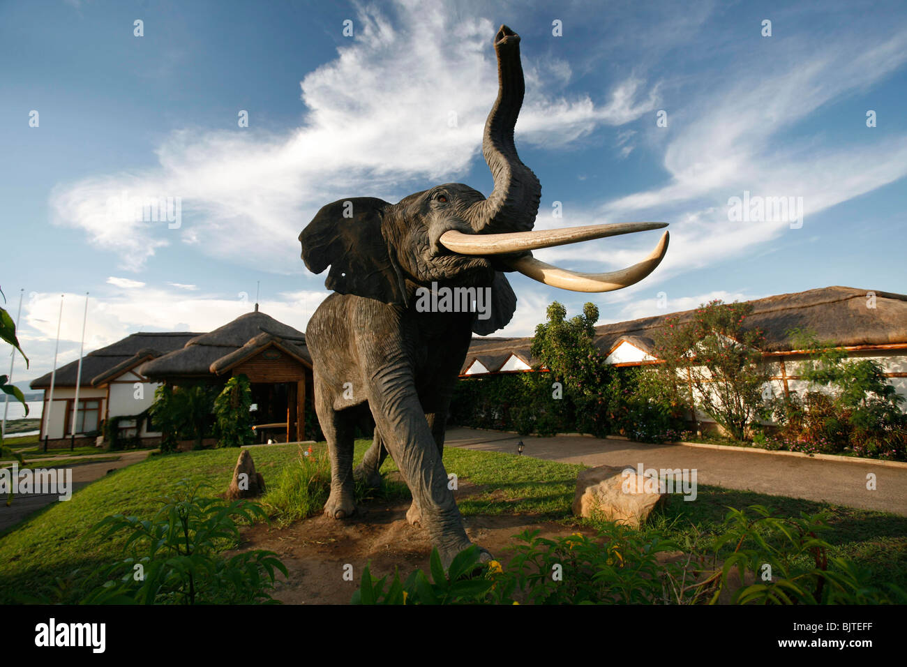 Mweya Safari Lodge. Die Hütte-Kanal. Queen Elizabeth National Park. Uganda. Stockfoto