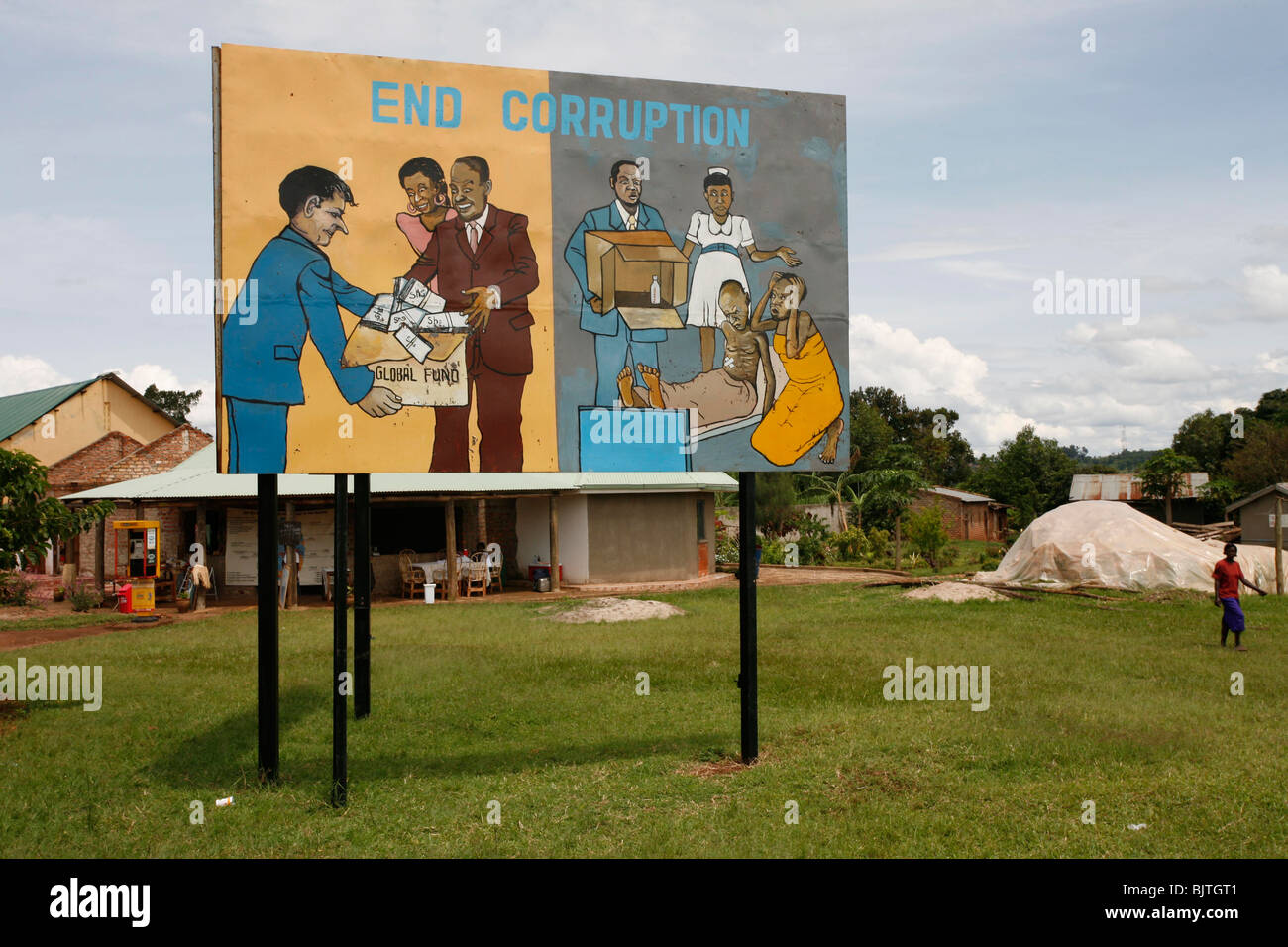 Anti-Korruption-Plakate. In der Nähe des Äquators. Uganda. Afrika. Picture by Zute Lightfoot. Stockfoto