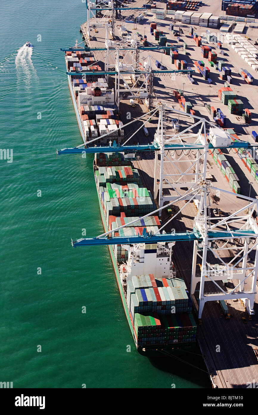 Containerterminals im Hafen von miami Stockfoto