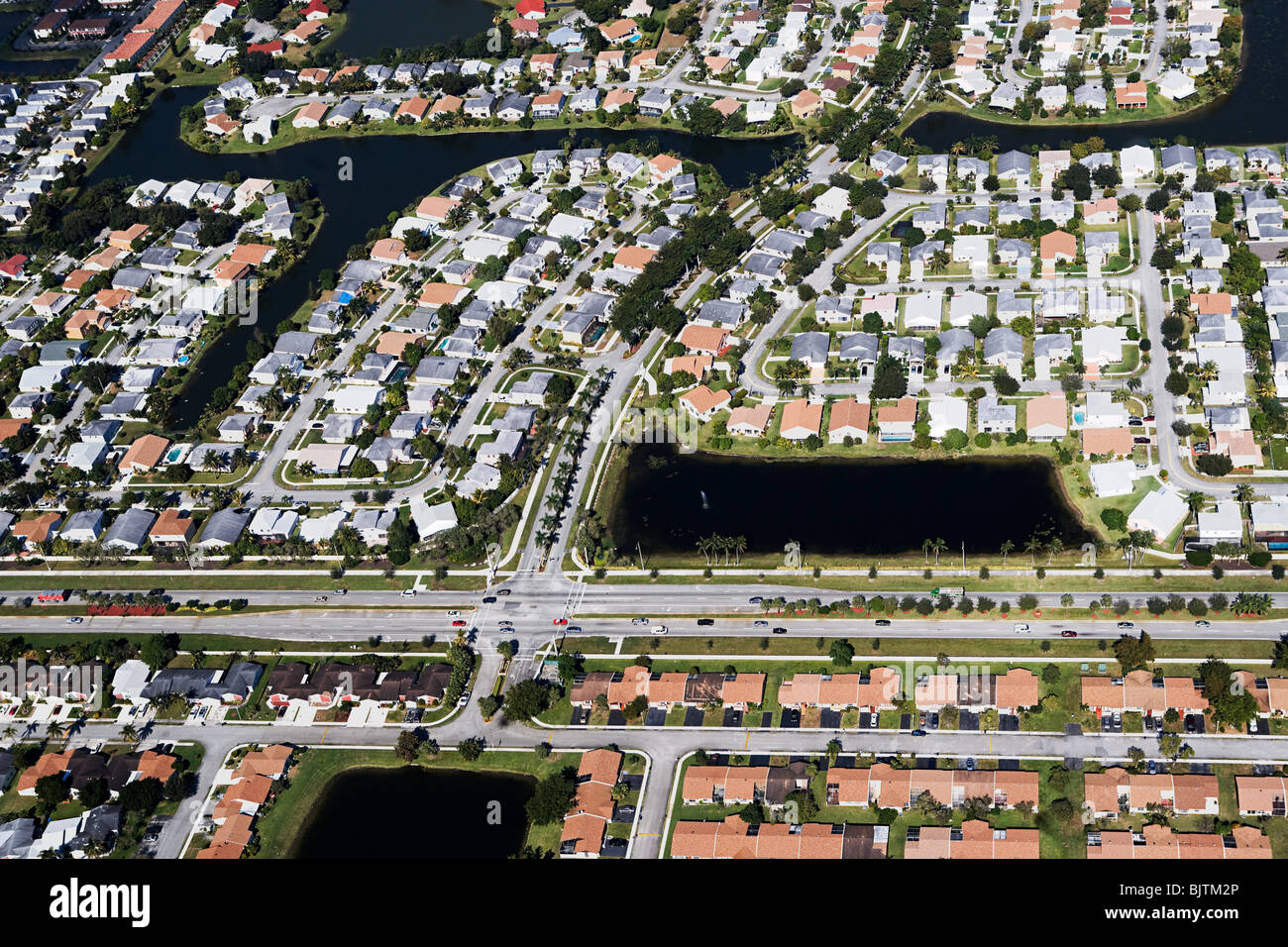 Luftaufnahme der Häuser an der Ostküste Floridas Stockfoto