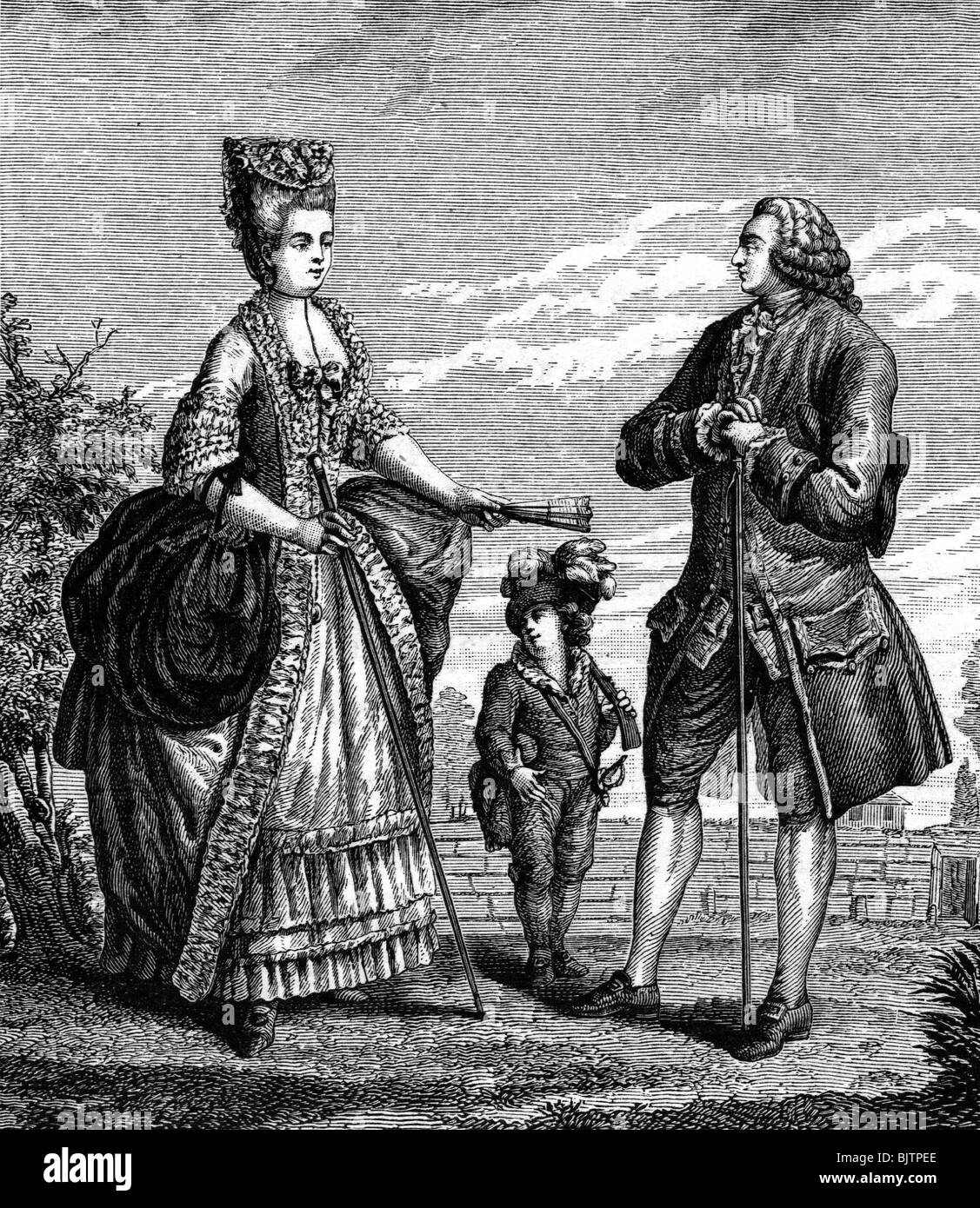 Fashion, 18. Jahrhundert, Familie, Gravieren, historischen