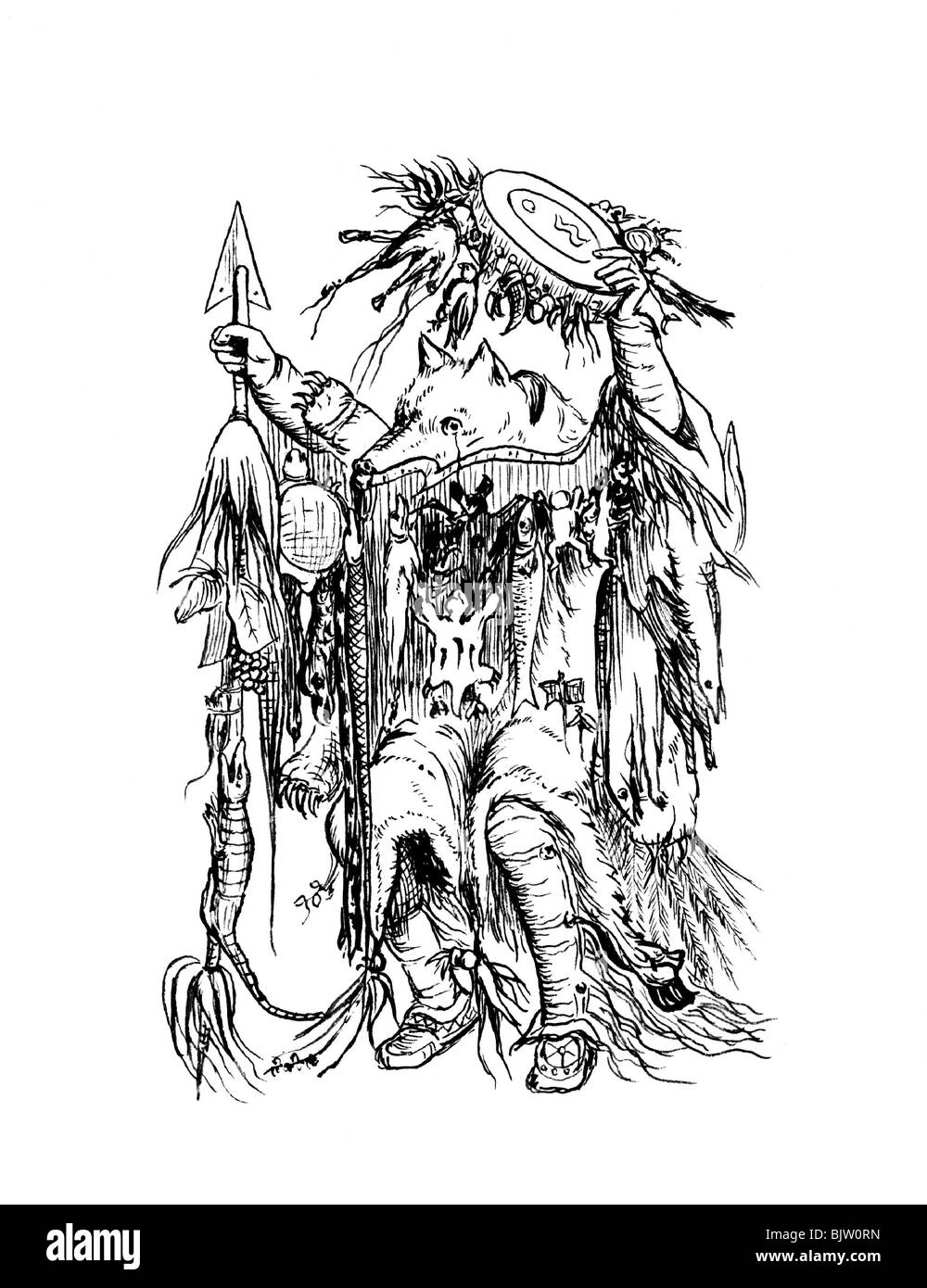 Geografie/Reisen, Vereinigte Staaten von Amerika, Menschen, amerikanische Indianer, Hexenarzt, wahrscheinlich Prärie-Inder, nach Malerei von George Catlin, Zeichnung, 19. Jahrhundert, historisch, Hexenkanzler, Hexenärzte, Tanz, Tanz, Medizin, Tradition, Folklore, Ritus, Riten, Nordamerika, Einheimischer, Einheimischer, Indigene, Indigene, Clipping, Ausschneiden, Ausschneiden, Ausschneiden, Ausschneiden, Ausschneiden, Ausschneiden Stockfoto