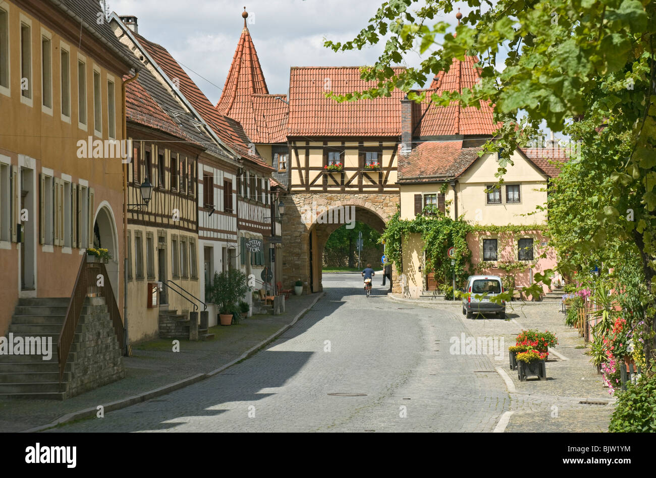 Das Westtor in Prichsenstadt, Franken, Bayern, Deutschland. Stockfoto