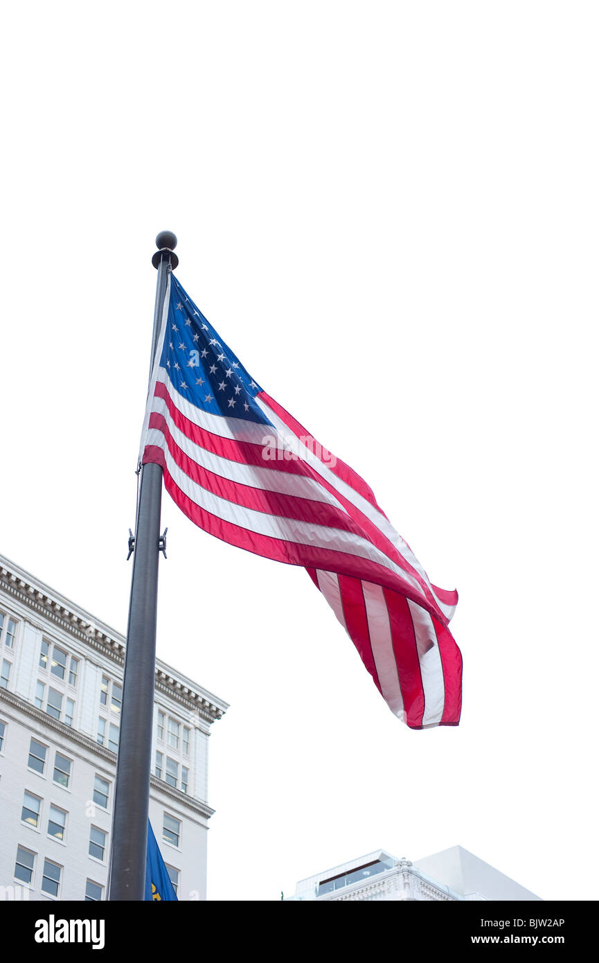 Die amerikanische Flagge im Wind wehende Stockfoto