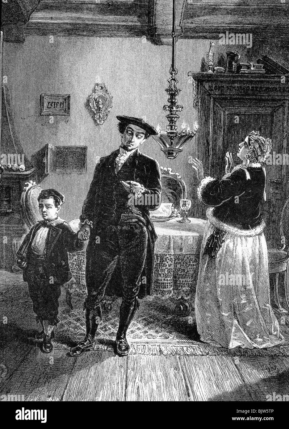 Religion, Judaistik, Tradition, Beginn des Schabbat, Holzgravur, von 1867, Stockfoto