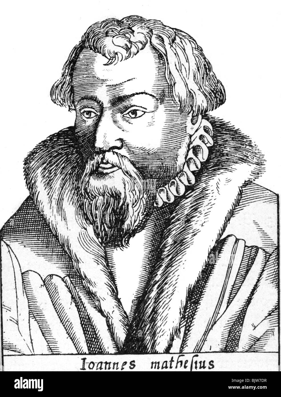 Mathesius, Johannes, 24.6.1504 - 17.10.1565, deutscher Geistlicher (evangelisch), Porträt, später Kupferstich, Artist's Urheberrecht nicht gelöscht werden Stockfoto