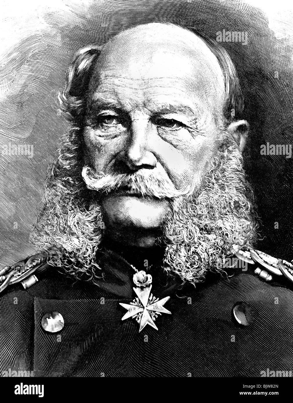Wilhelm I., 22.3.937 - 9.3.1888-3. Deutscher Kaiser, König von Preßburg, Porträt, Holzgravur, nach Foto, ca. 1872, Stockfoto