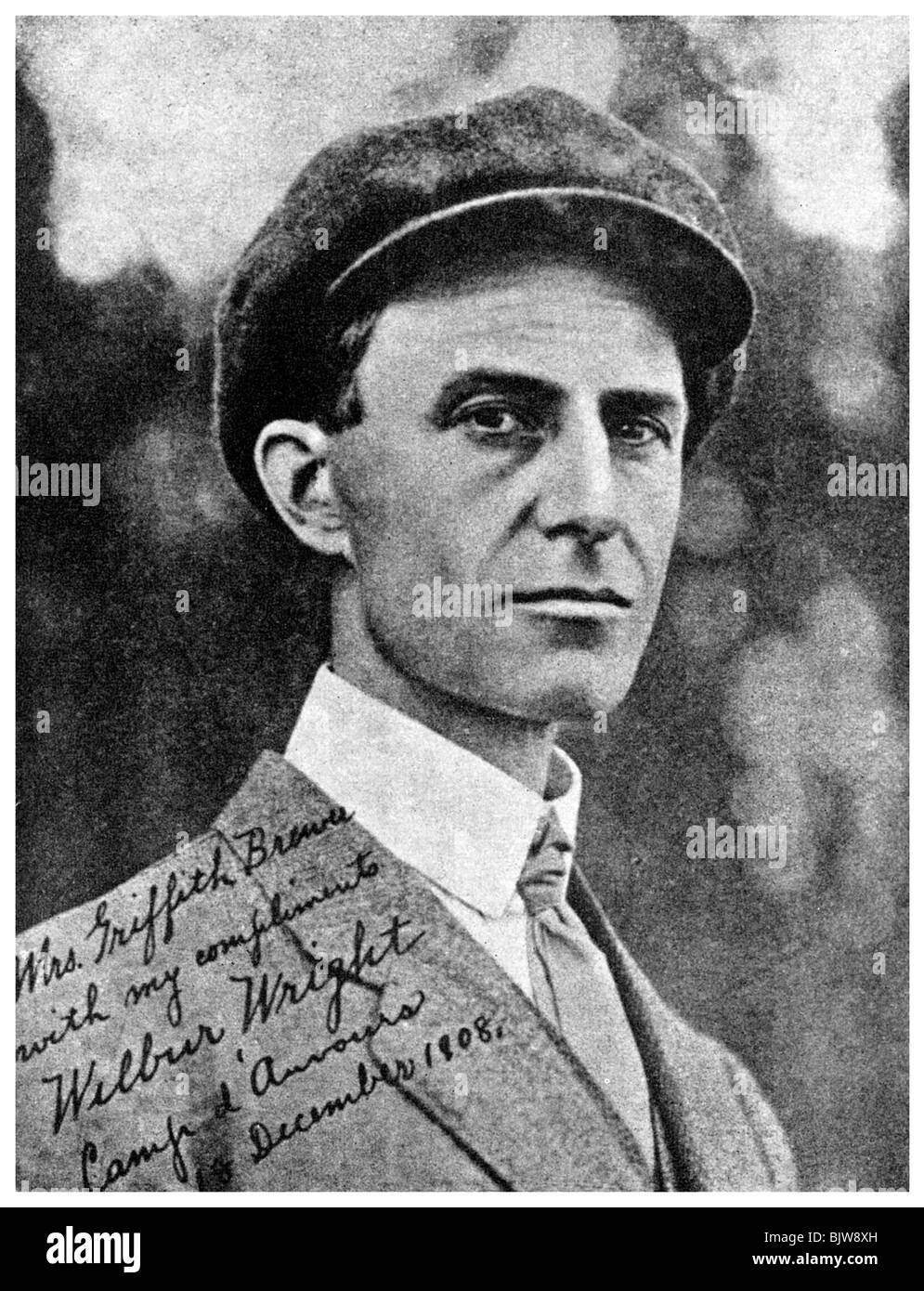 Wilbur Wright, amerikanischer Pionier der Luftfahrt, 1908 (1956). Artist: Unbekannt Stockfoto