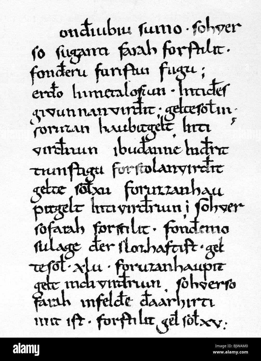 Justiz, Gesetze, Gesetz der Salier, "Lex Salica" salischen Franken, 5. Jahrhundert, Dokument, Text von Übersetzung eine Capi Stockfoto