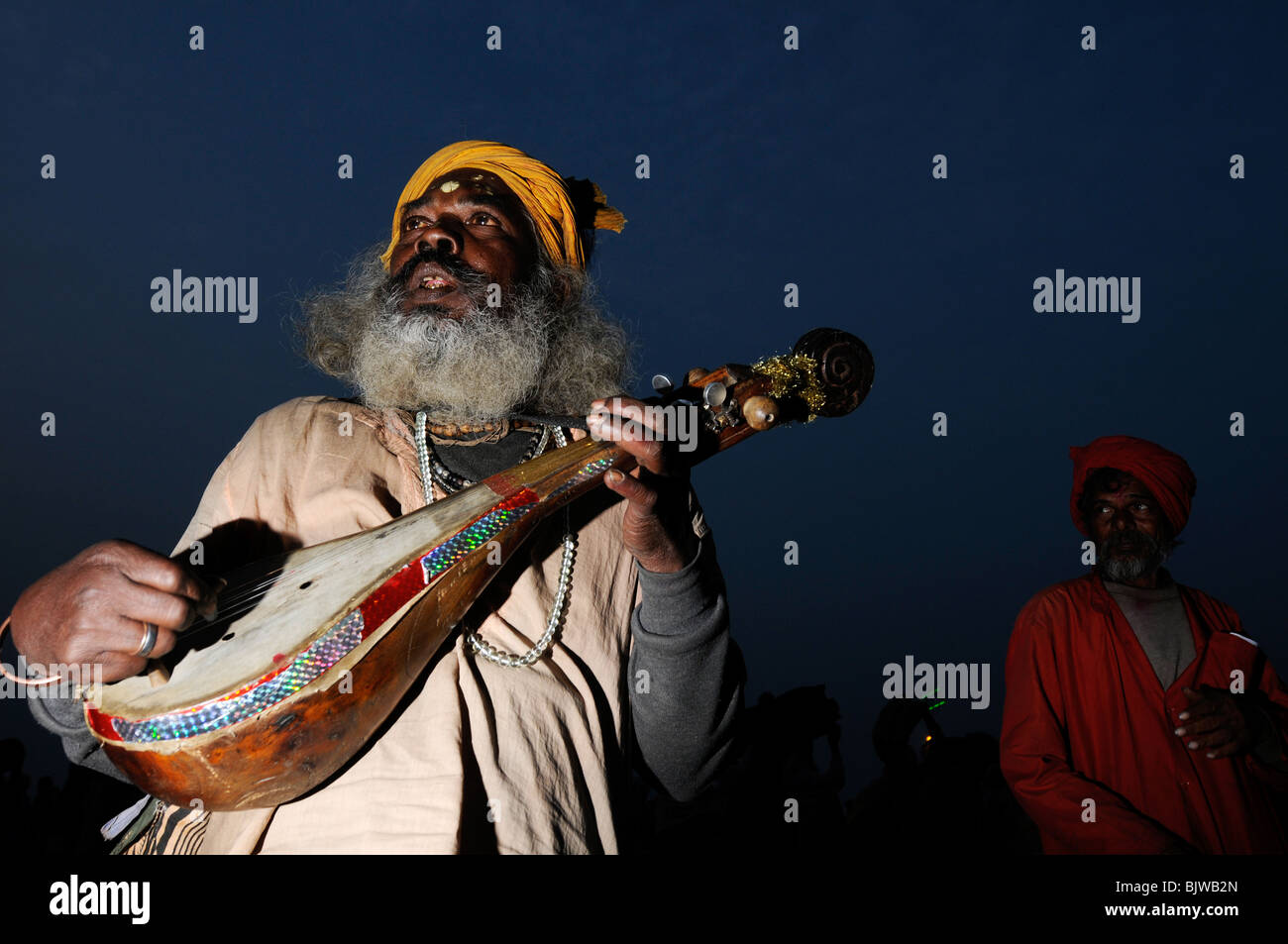 Devotional Musiker bei einem indischen religiösen festival Stockfoto