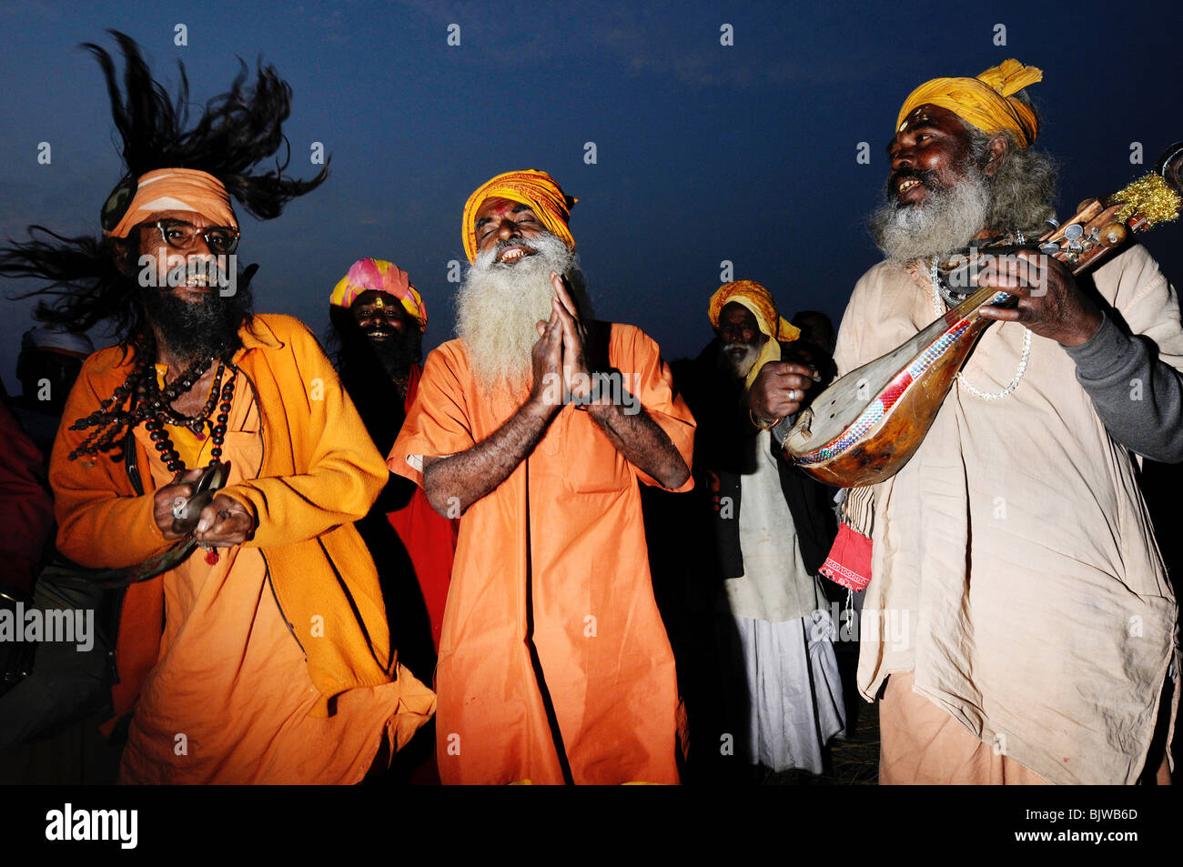 Devotional Musiker bei einem indischen religiösen festival Stockfoto