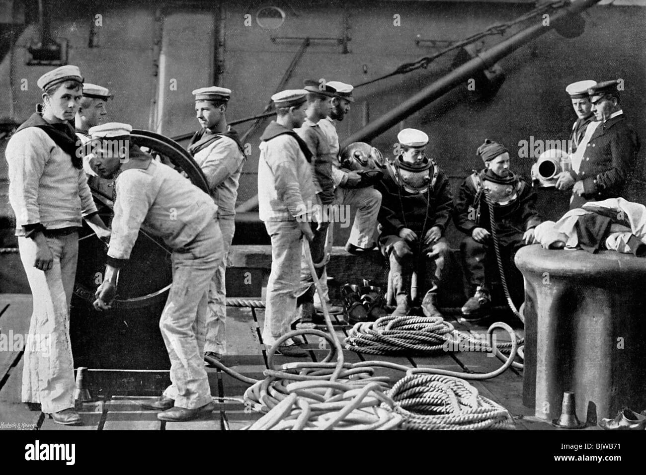 Der Taucher an Bord von Schiffen, 1896. Künstler: Gregory & Co. Stockfoto