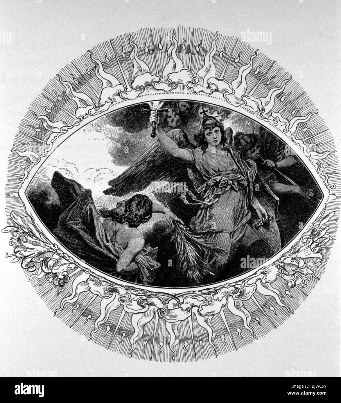 Literatur, "Faust I", Kapitel "Der Prolog im Himmel", Szene mit Engeln, Holzgravur von Alexander Liezen Mayer, ca. 1870, Stockfoto