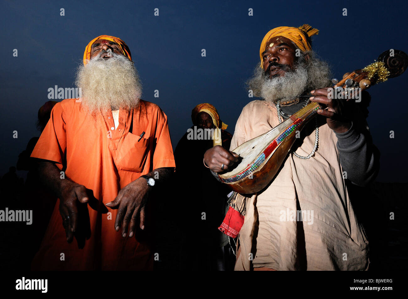Devotional Musiker bei einem indischen religiösen festival Stockfoto