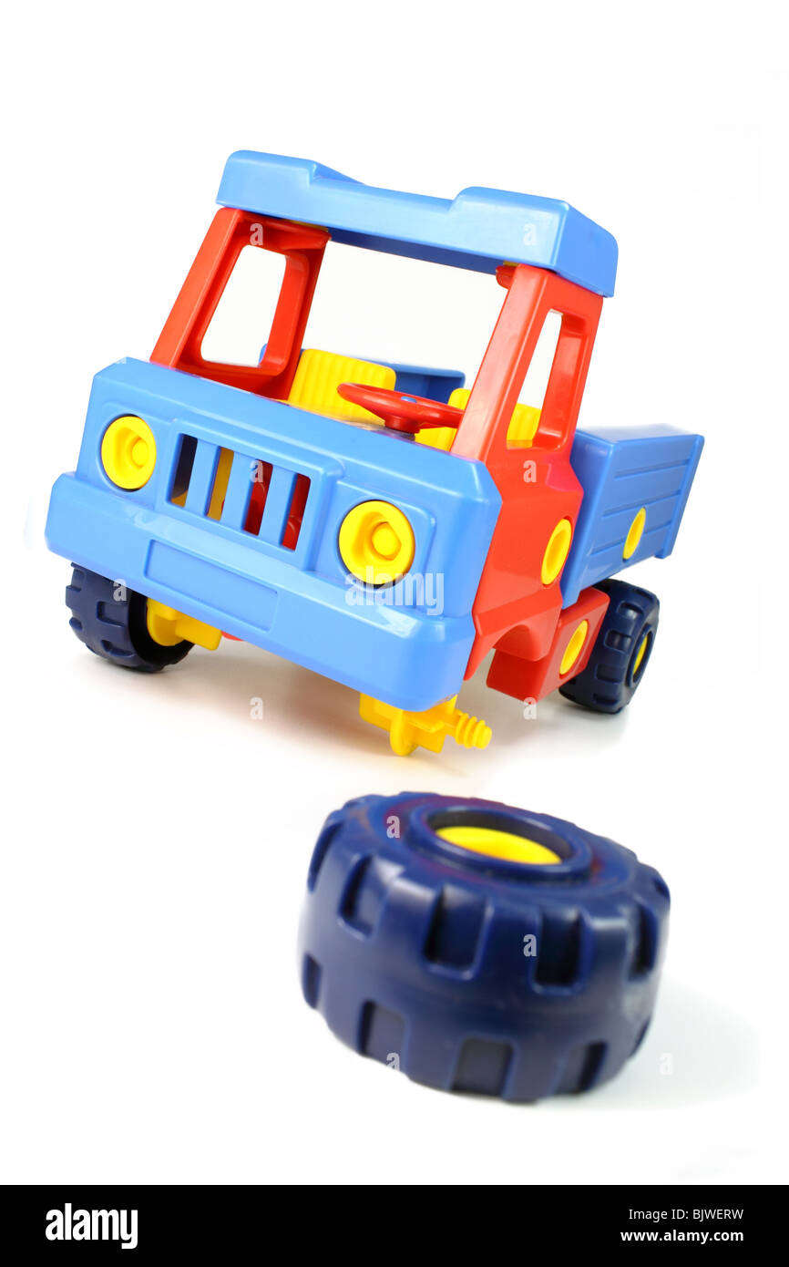 bunten Spielzeug-LKW - aufgeschlüsselt Stockfoto