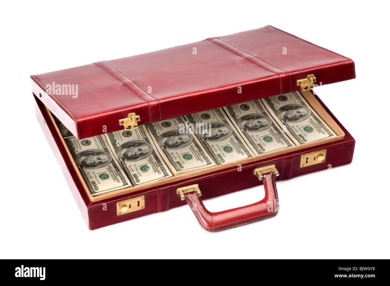 Briefcase Full American Dollars Money Stockfotos & Briefcase Full
