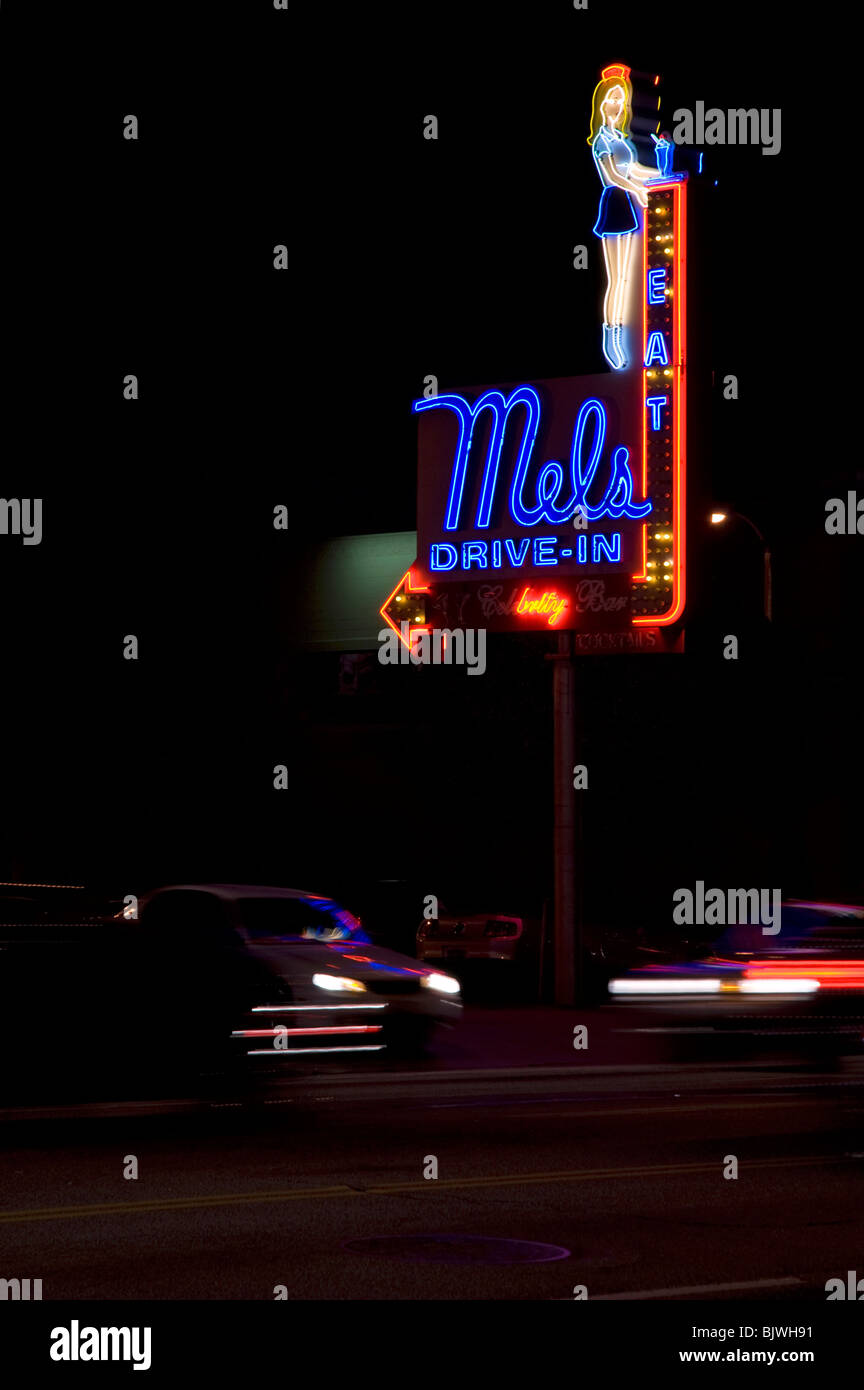 Mel's Drive-In auf Hollywood Boulevard, Hollywood, Kalifornien, USA Stockfoto