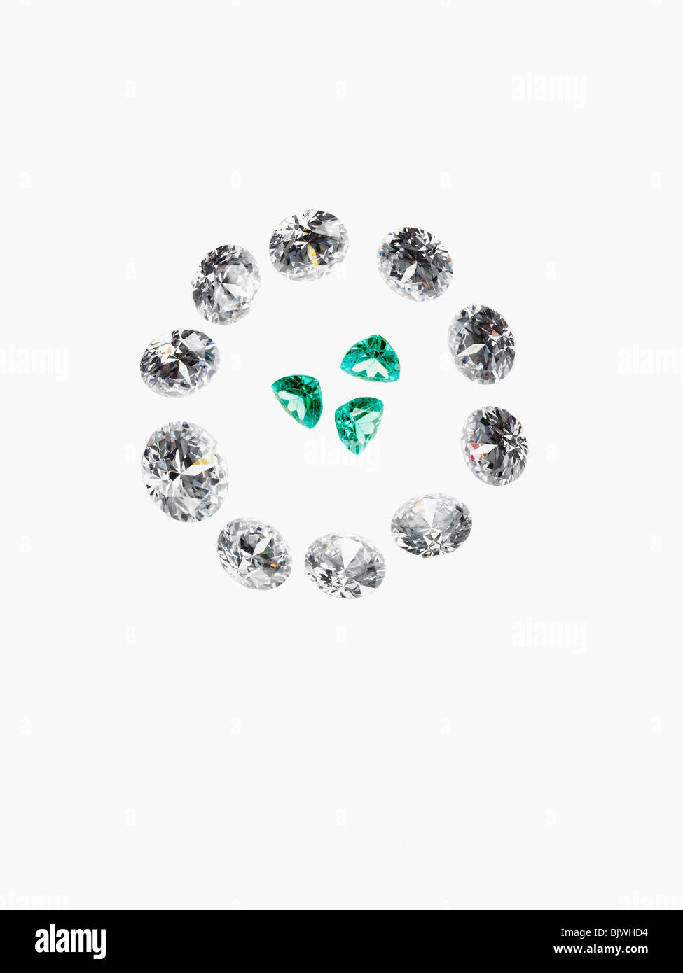 Diamanten und Smaragde Stockfoto