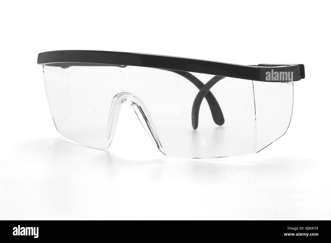 Kunststoff Schutzbrille auf weißem Hintergrund Stockfoto