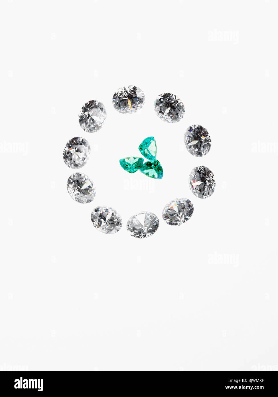 Diamanten und Smaragde Stockfoto