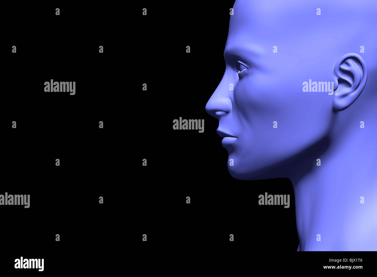 Teil des menschlichen Kopfes, 3D Illustration. Stockfoto