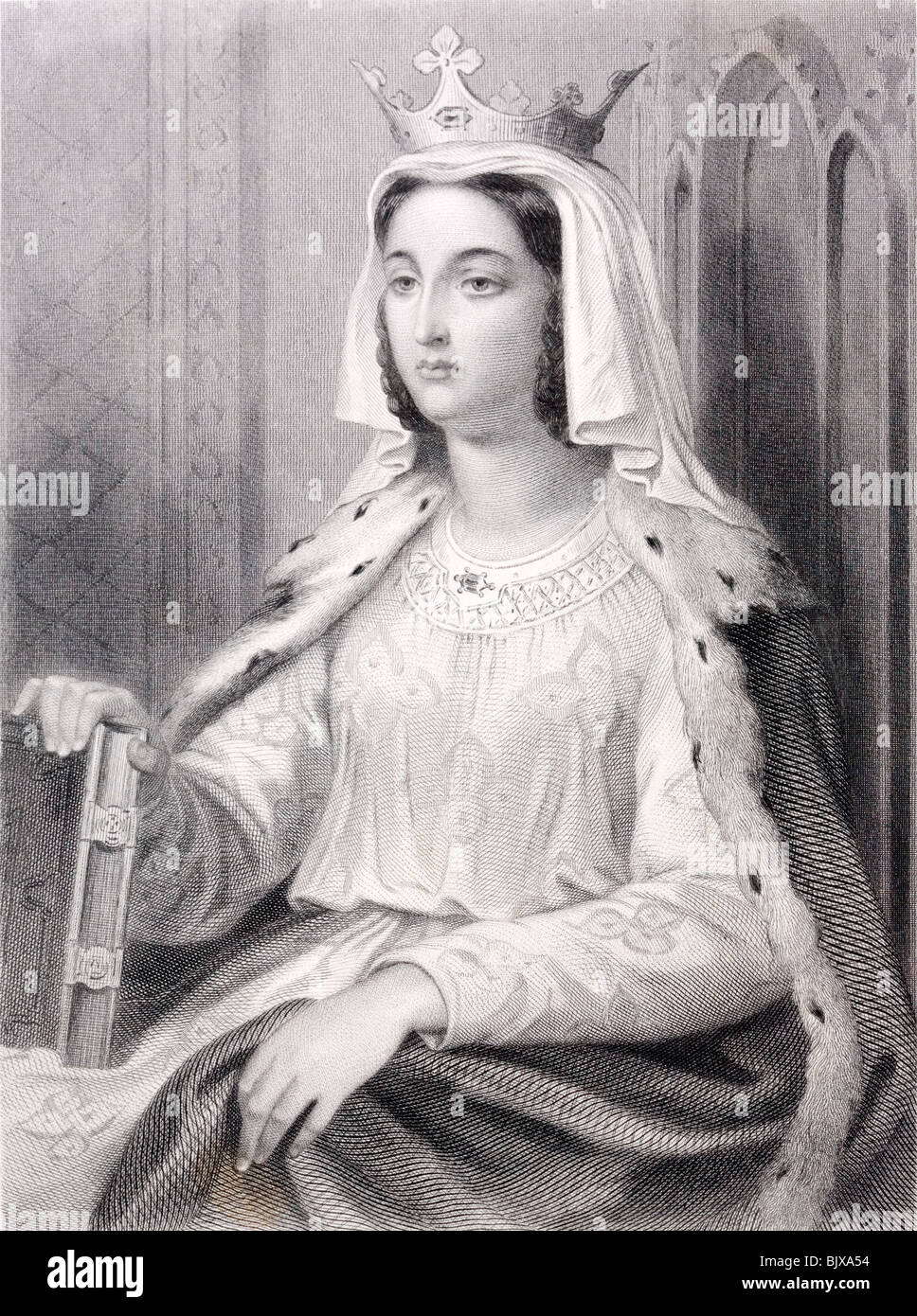 Blanche de Catille. Kupferstich von berühmten Frauen aus der Europäischen Geschichte. E. Müller, Paris 1840 Stockfoto
