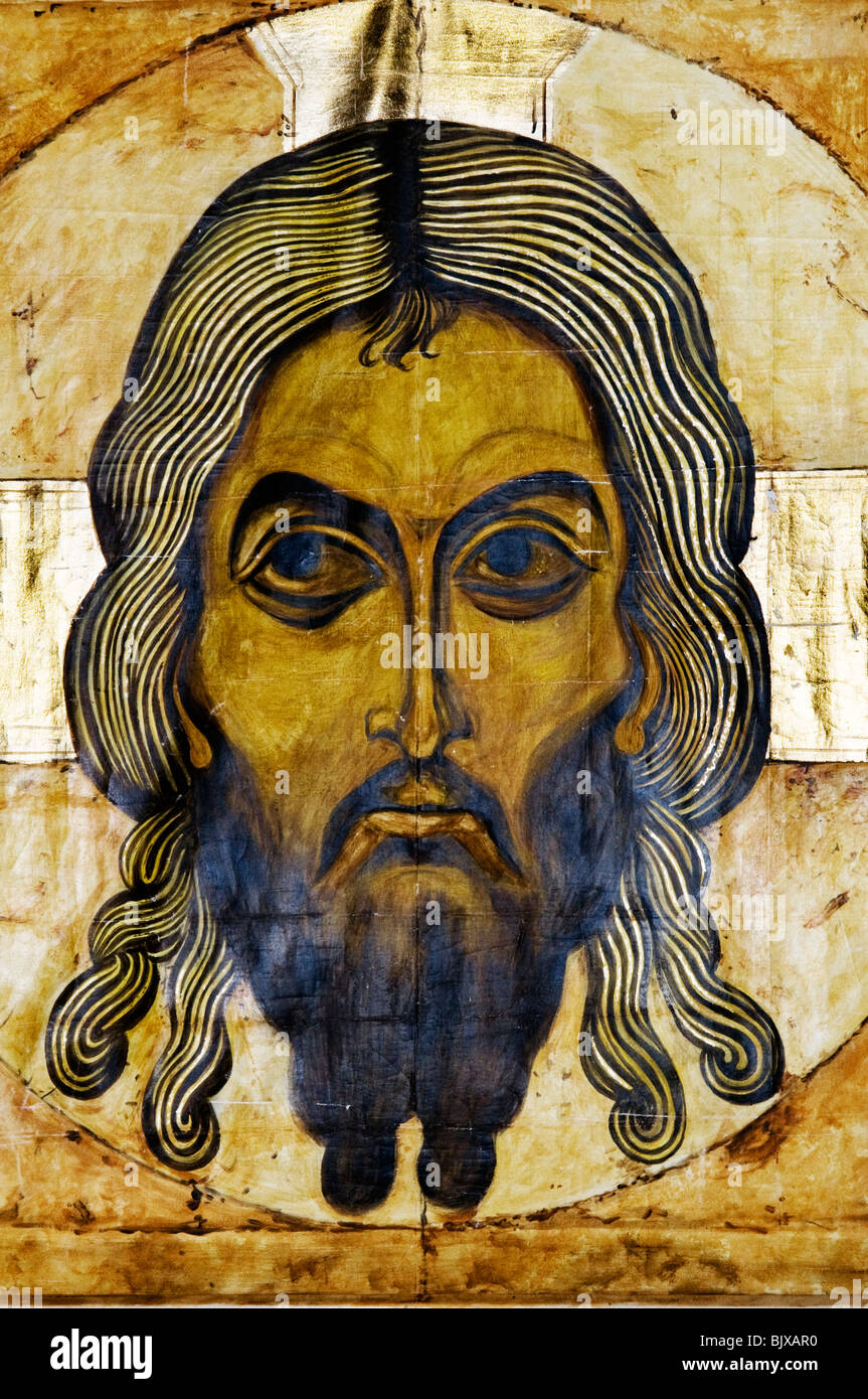 Porträt von Christus in der Kirche Saint-Malo Dinan Brittany France Stockfoto