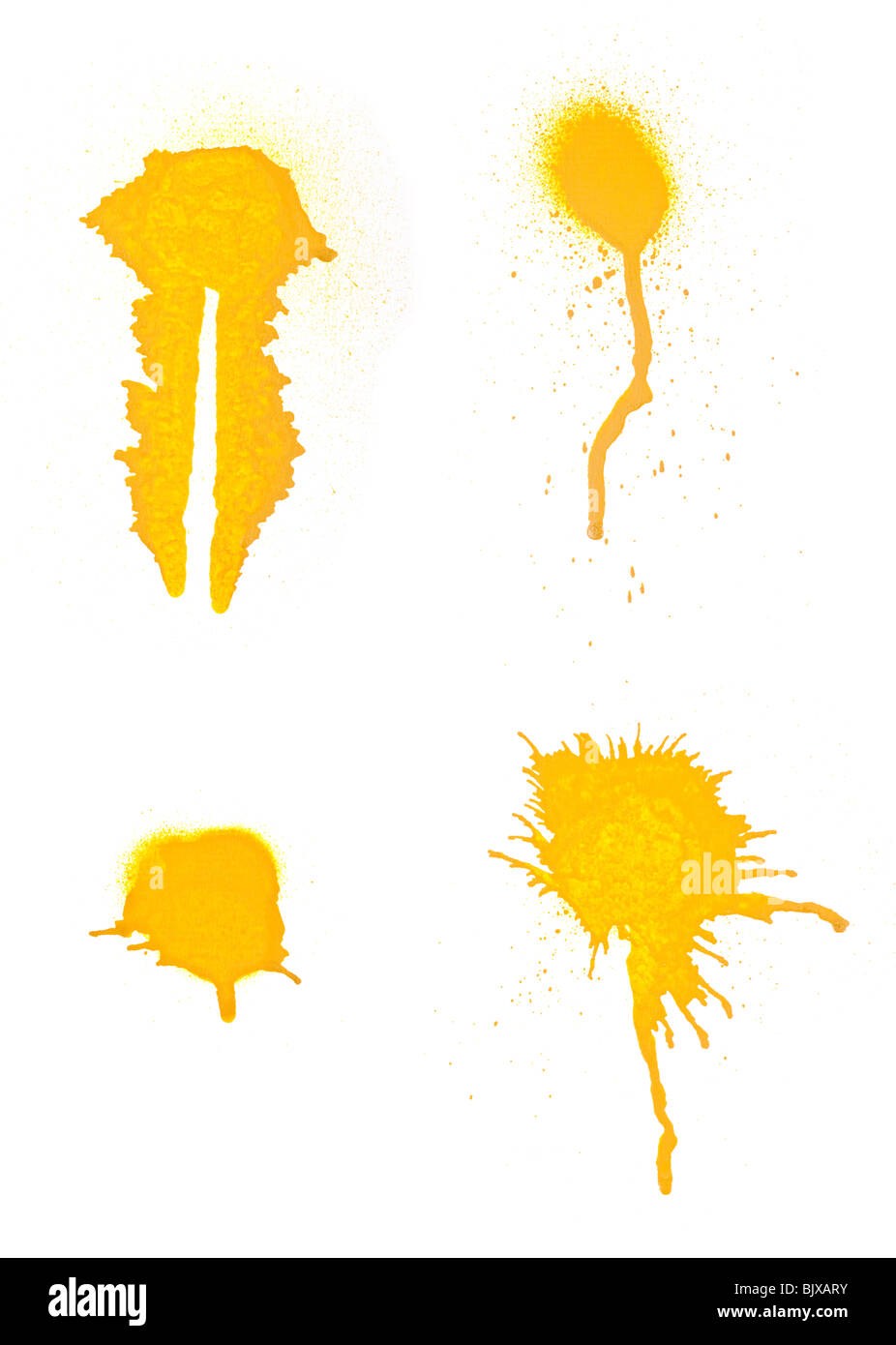 Auflistung von Grunge hochauflösende Sprühfarbe Strichen für die Verwendung mit Designs. Isoliert auf weißem Hintergrund. Stockfoto