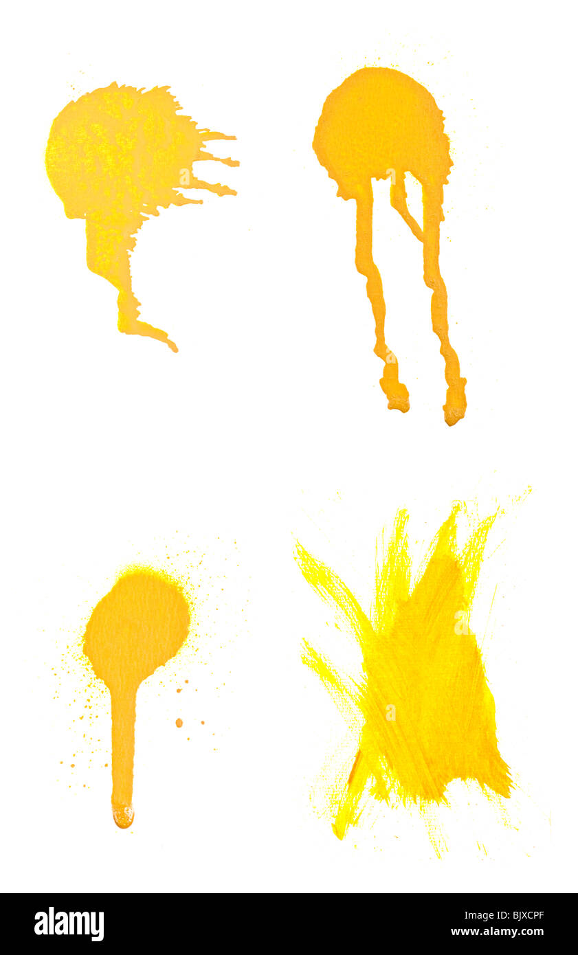 Auflistung von Grunge hochauflösende Sprühfarbe Strichen für die Verwendung mit Designs. Isoliert auf weißem Hintergrund. Stockfoto