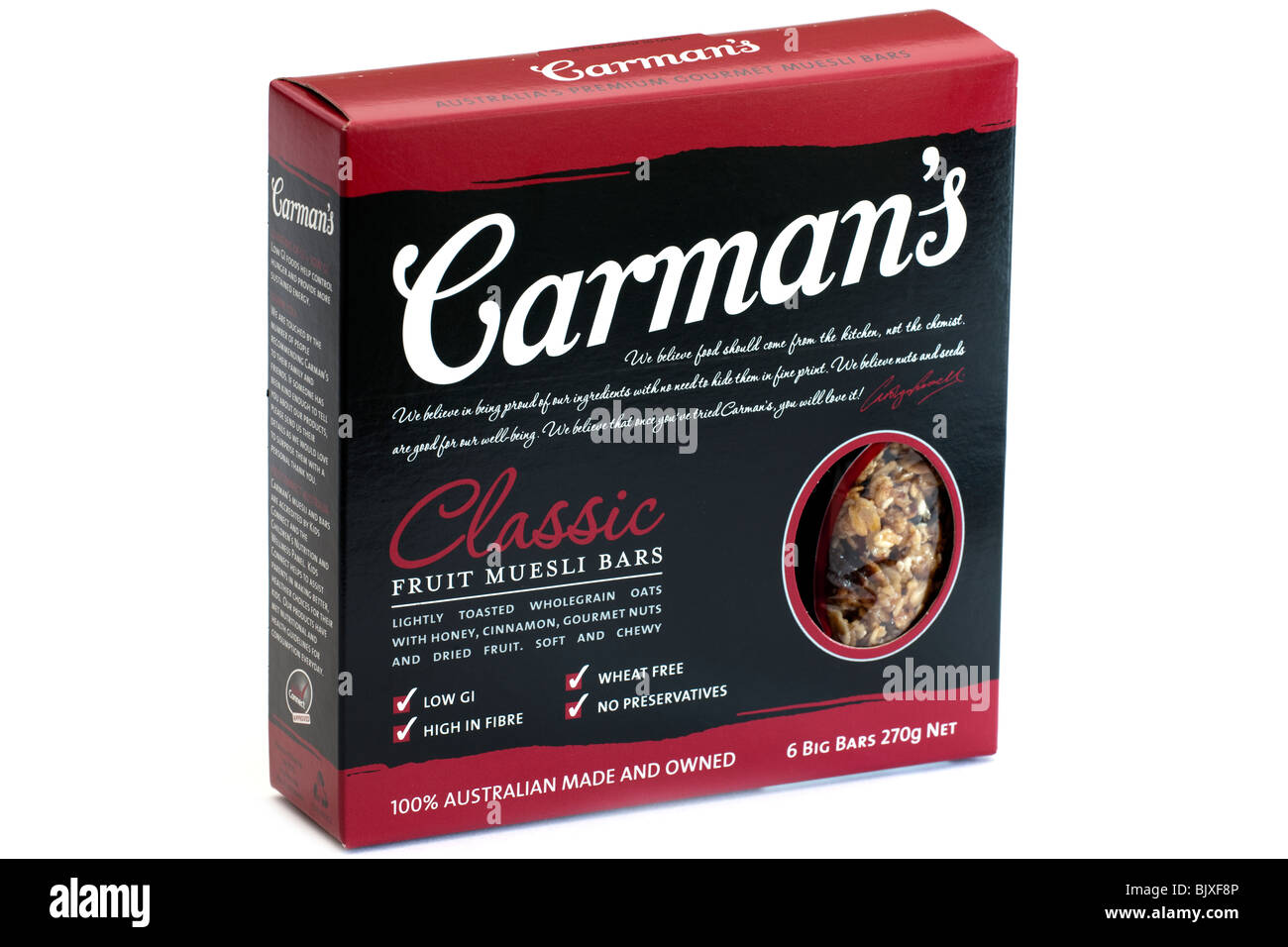 270g Box von Carman Classic Müsli Fruchtriegel Stockfoto