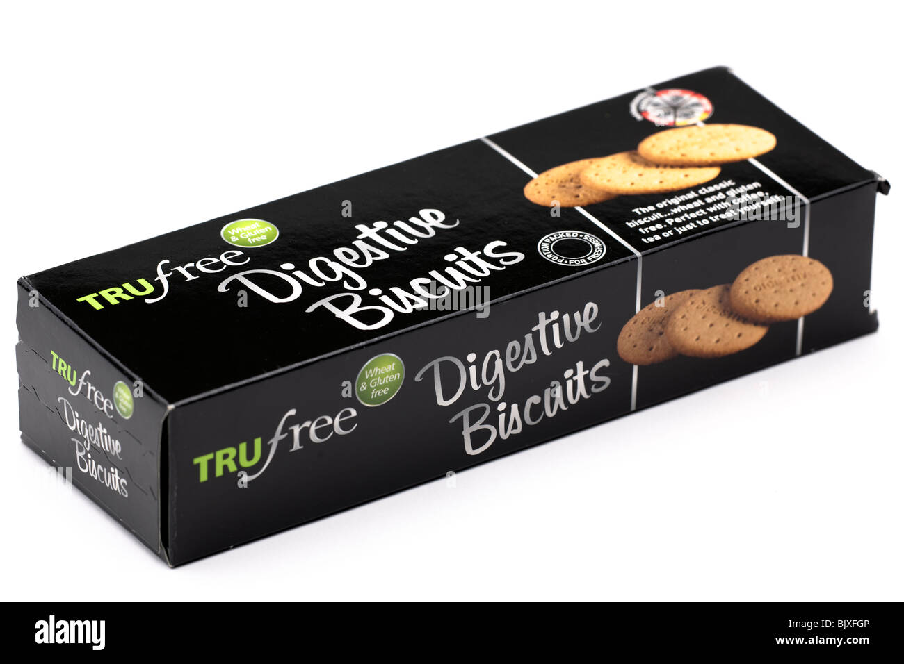 Schachtel mit Trufree Digestive Kekse Stockfoto